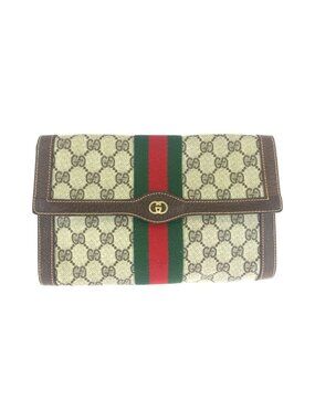 Gucci Vintage Sherry Line Beige Brown Gold 38 Clutch